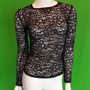 Dynamite Black Lace Long Sleeve Top